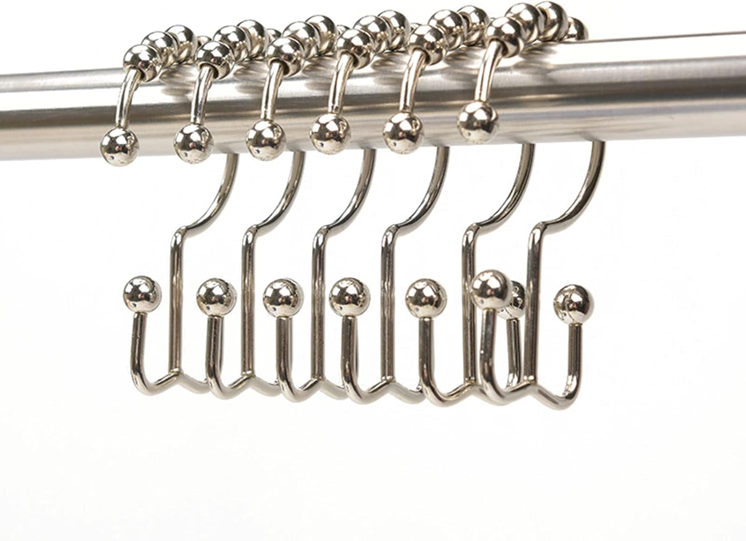 Curtain Rings,Curtain Hooks,Hanging Rings,12PCS Stainless Steel Double Shower Curtain Hooks Decorative Liner Ring for Bathroom Hanging Rods Easy Glide Rings,g (Color : F)