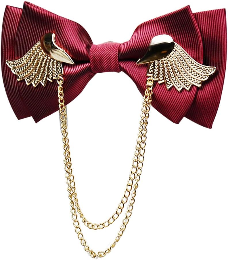 Men's Adjustable Metal Golden Wings Two Layer Neck Bowtie Bow Tie