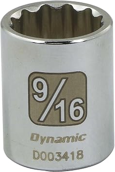 Dynamic Tools 1/4" Drive 12 Point Sae, 9/16" Standard Length, Chrome Finish Socket