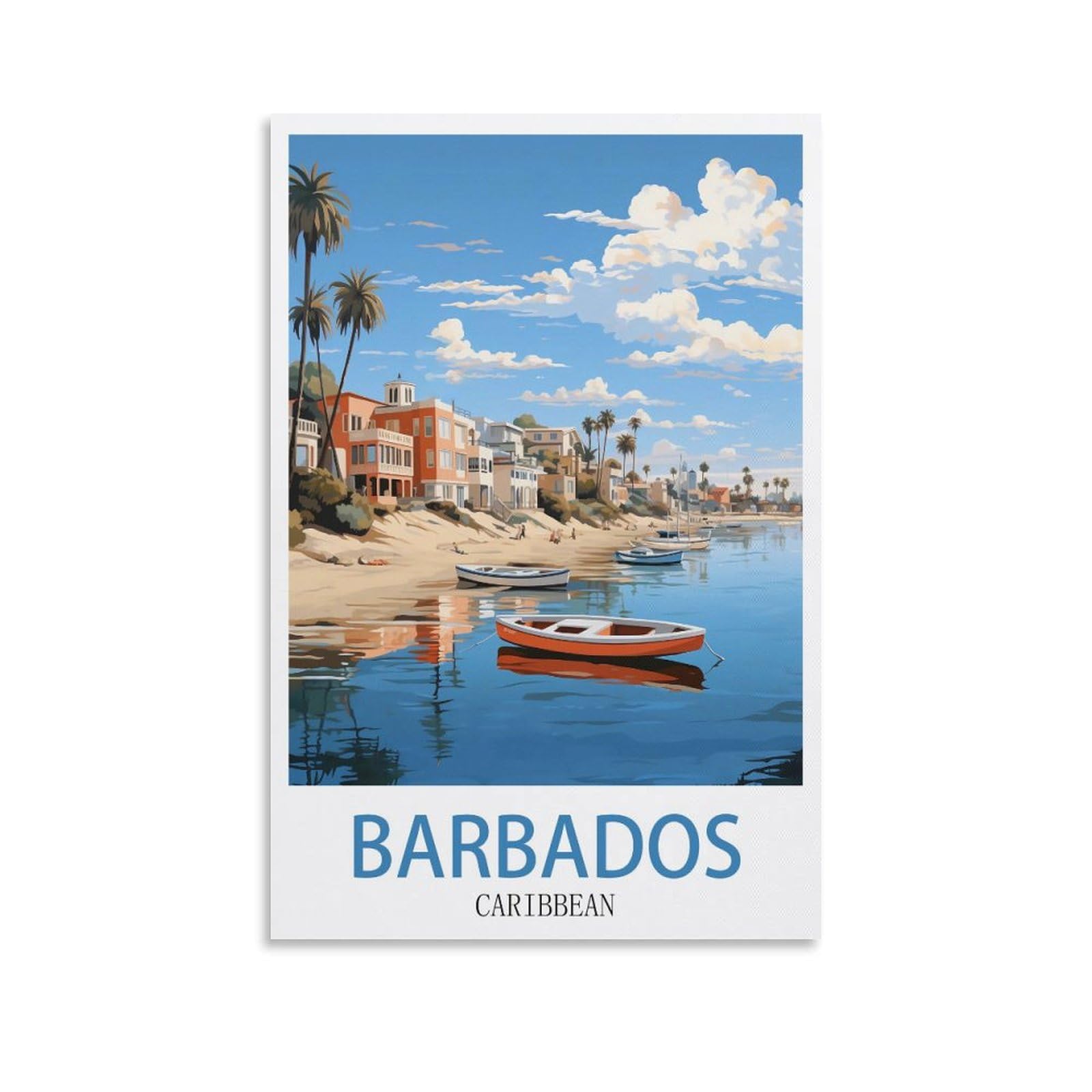 Barbados Caribbean Vintage Travel Posters Lake 20x30inch(50x75cm) Print Poster Home Bathroom Bedroom Office Living Room Decor Canvas Poster