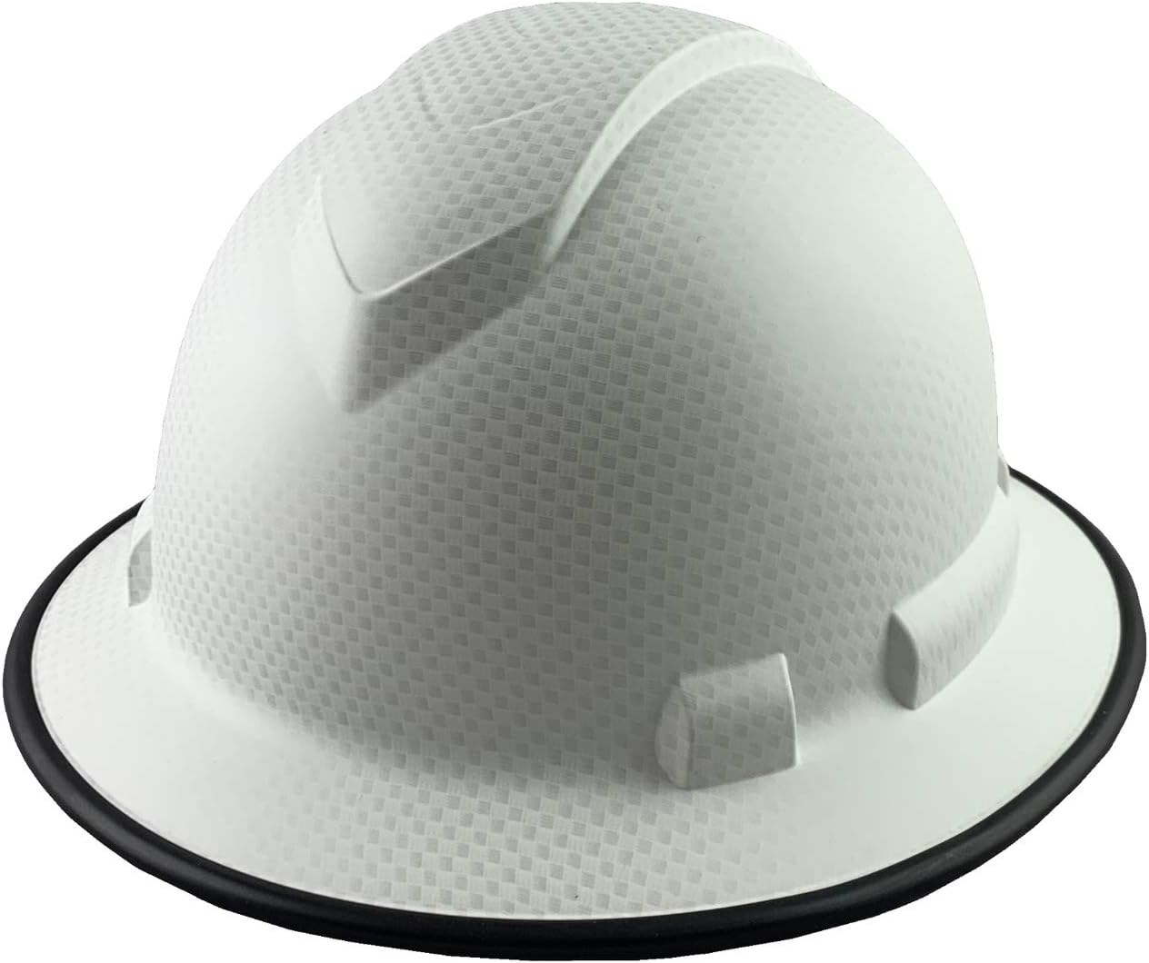 Ridgeline Full Brim Patterned Hardhat with Protective Edge with 4 Point Suspension - Matte White Graphite Pattern
