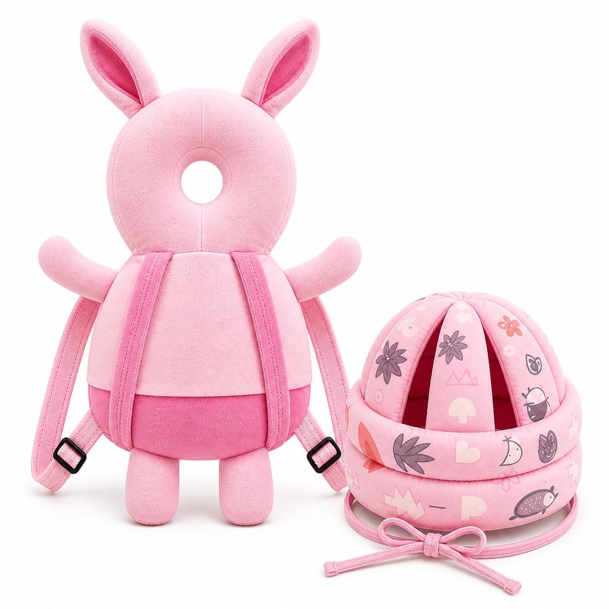 Baby Back Protector with Head Protective Hat Combo Set, Cute Rabbit Shape Soft Cushioning, Adjustable Shoulder Belt, Head Protection Gear for 6-18 Month Toddler Kids-picture-29