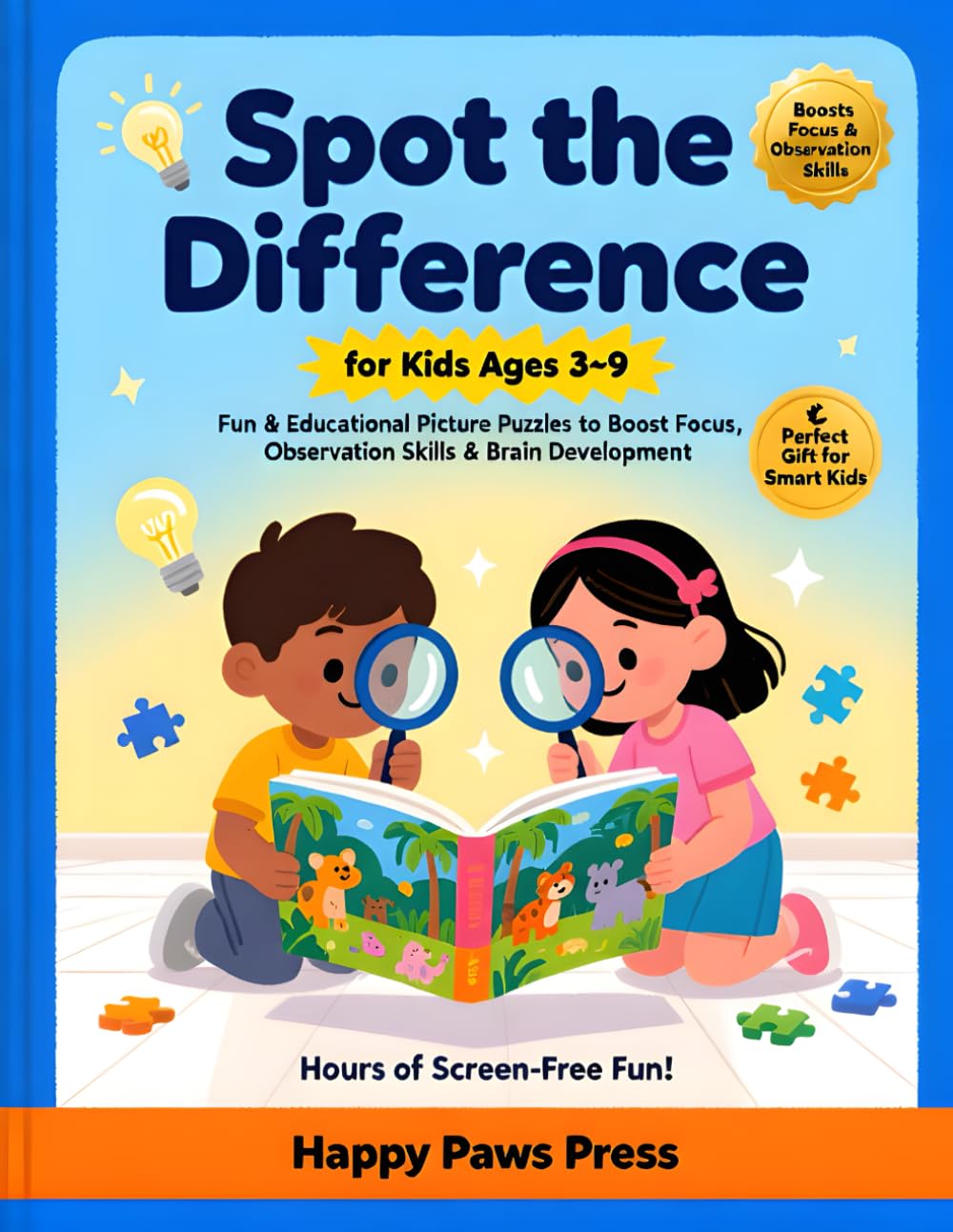 Spot the Difference for Kids Ages 3–9: Fun & Educational Picture Puzzles to Boost Focus, Observation Skills & Brain Development (Animals Edition)