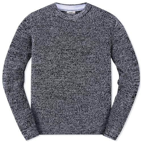 JSTEX Boys Sweater 100% Cotton Knit Kids Pullover Sweater Crew Neck Long Sleeve Striped Sweater for Child Toddler Size 4-14