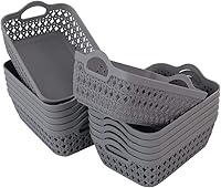 Vista 1 de Paquete de 12 bandejas pequeñas de plástico, bandejas de almacenamiento de escritorio, color gris