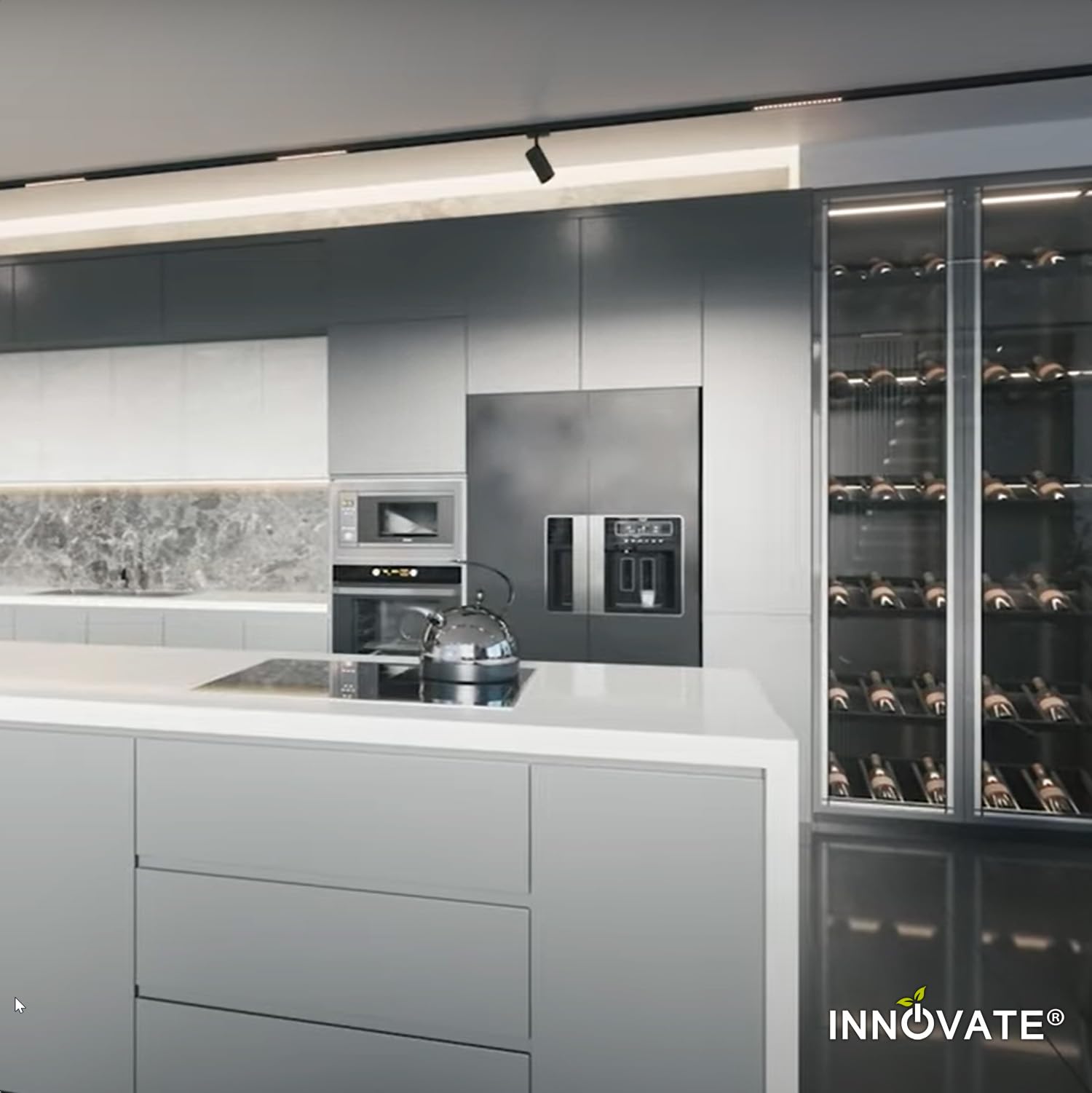 INNOVATE Binario Faretti soffitto orientabili 2M Trifase 3 Fasi [2000 x 36 x 33 mm] Illuminazione per interni I Binario LED soffitto I Portalampada GU10 Erco, Eutrac, Nordic Aluminum, Zumtobel