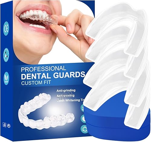 GuAR_d de boca para apretar los dientes por la noche, profesional y cómodo GuAR_ds nocturno para rechinar dientes con estuche de higiene (juego de 4