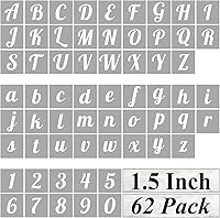Vista 11 de Plantillas de alfabeto de 1 pulgada para pintar, paquete de 62 plantillas de letras y números para madera, plantillas cursivas reutilizables