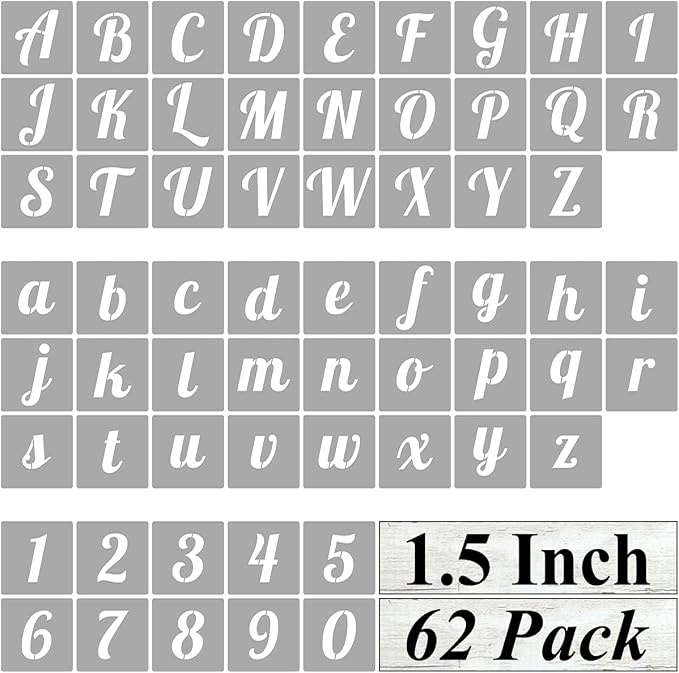 Amazon.com: 1.5 Inch Alphabet Letter Stencils for Painting - 62 Pack ...