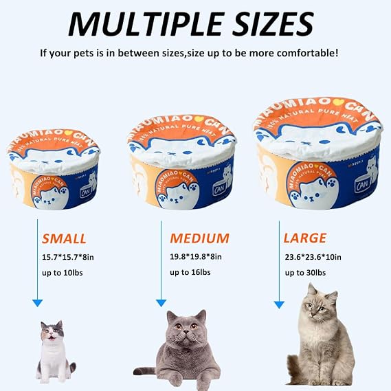 Cat Beds for Indoor with Anti-Slip Bottom, Cat Cave Bed, Hideaway Warm Comfortable, Kitty Caves & Houses for Multi Small Pet Large Kitty, Puppies, Rabbits (Orange, S)