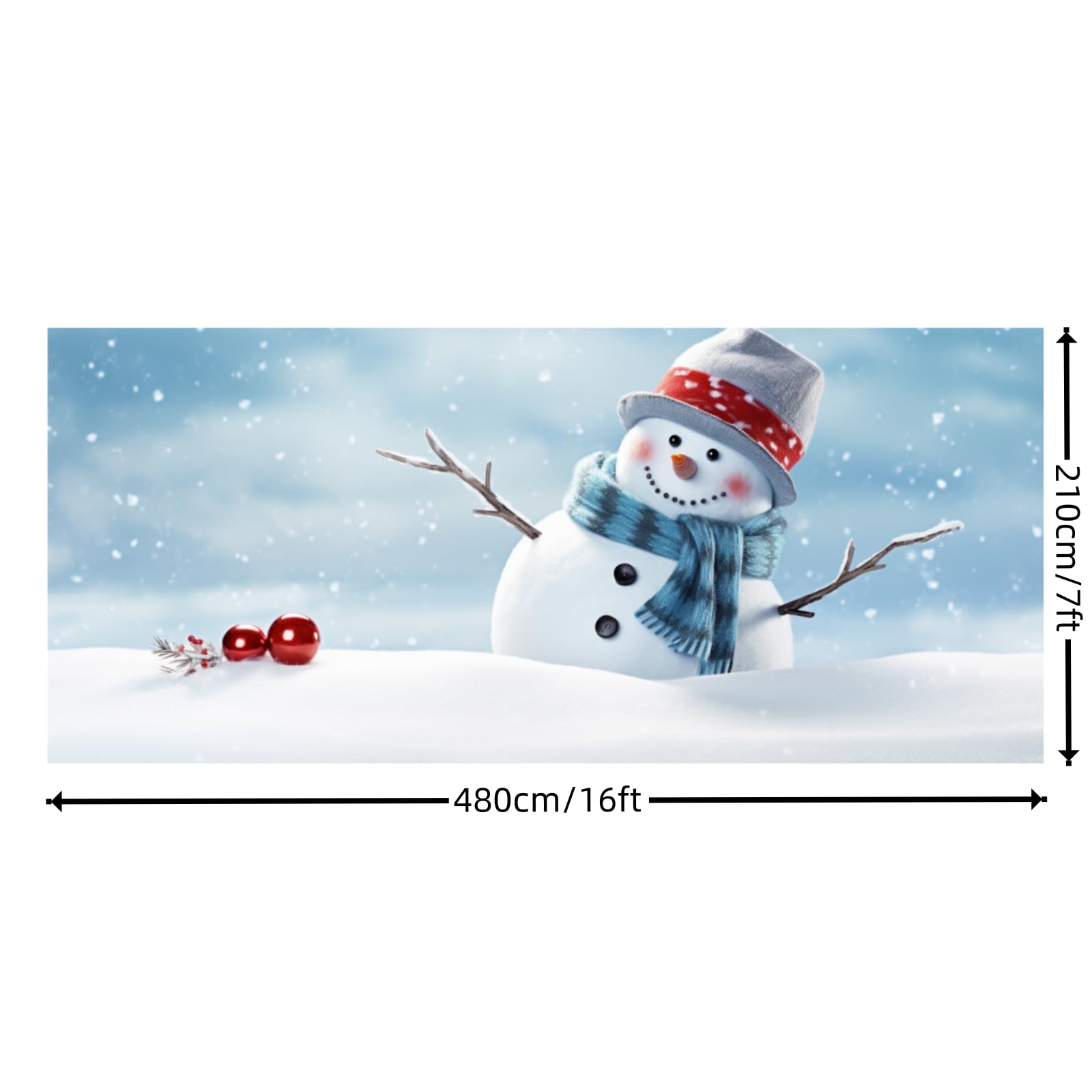 Cartel de graduación de Navidad, decoración de puerta de garaje, pancarta de Navidad, cubierta mural, 7 x 16 pies, letrero grande de muñeco de nieve para fiestas de vacaciones