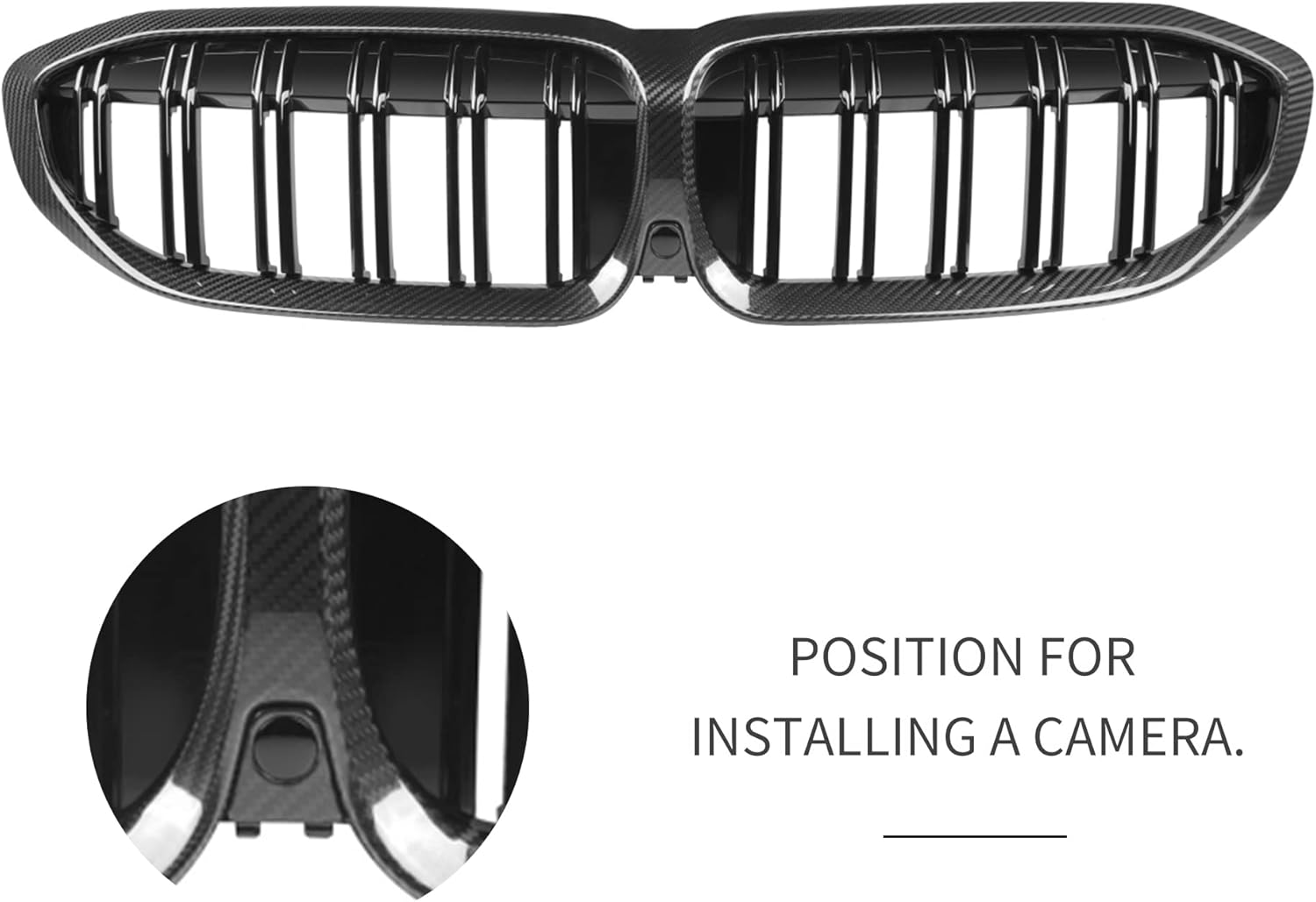G20 Front Grill/Grilles Dry Carbon Style Kidney Grill Replacement for BMW 3 Series G20/G21/G28 2019-2022 2Pcs/Set