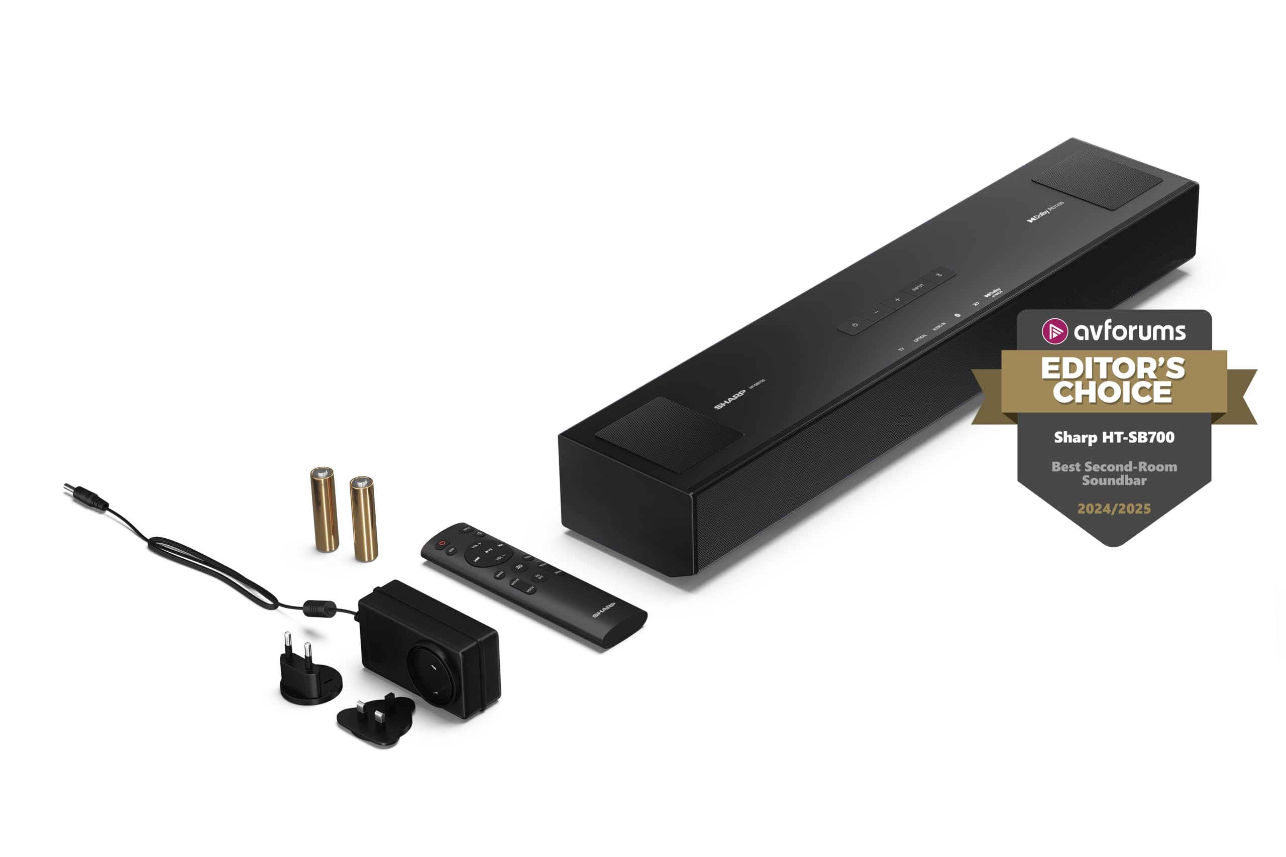Sharp HT-SB700 Barra de Sonido Compacta 2.0.2, Dolby Atmos, Bluetooth con HDMI eARC/CEC, Potencia Total de 140 W, 52 cm, Color Negro