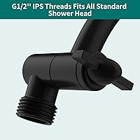 Vista 7 de Brazo de extensión de cabezal de ducha curvado ajustable de latón macizo de 16 pulgadas, brazo de ducha flexible de altura y ángulo con juntas