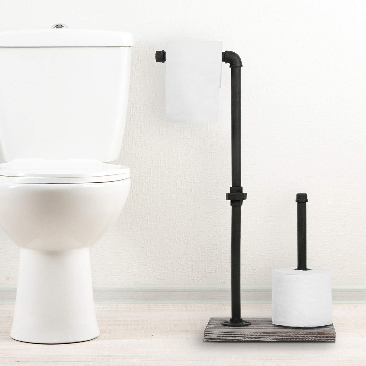 Review Product MyGift Industrial Pipe & Torched Wood Freestanding Bathroom Toilet Paper Holder Dispenser with Reserve Roll Stand Holiday Deals 🛒 MyGift Industrial Pipe & Torched Wood Freestanding Bathroom Toilet Paper Holder Dispenser with Reserve Roll Stand