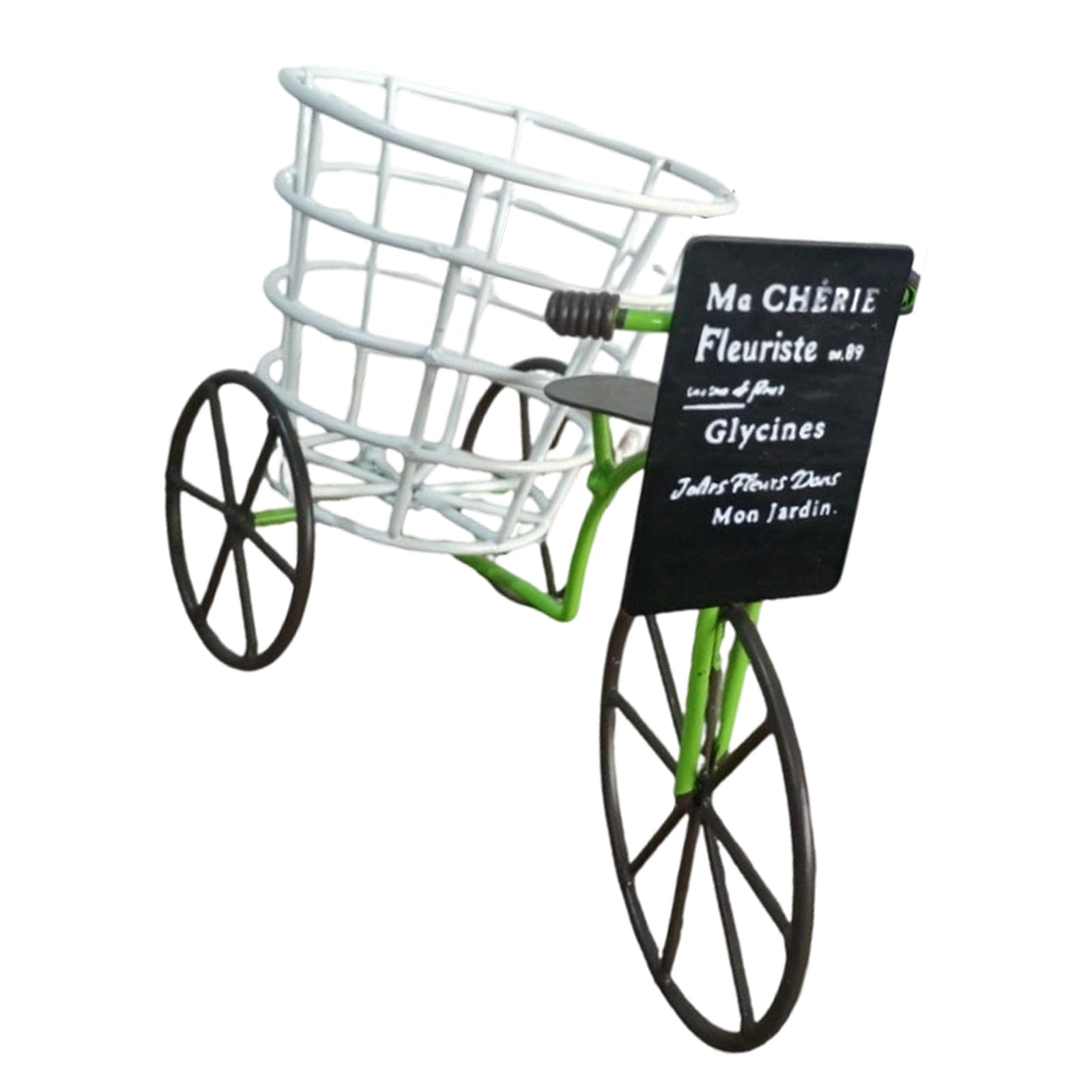 Iron Planter Stand with Basket Indoor Outdoor Decorative Old Cycle Flower Container Stand