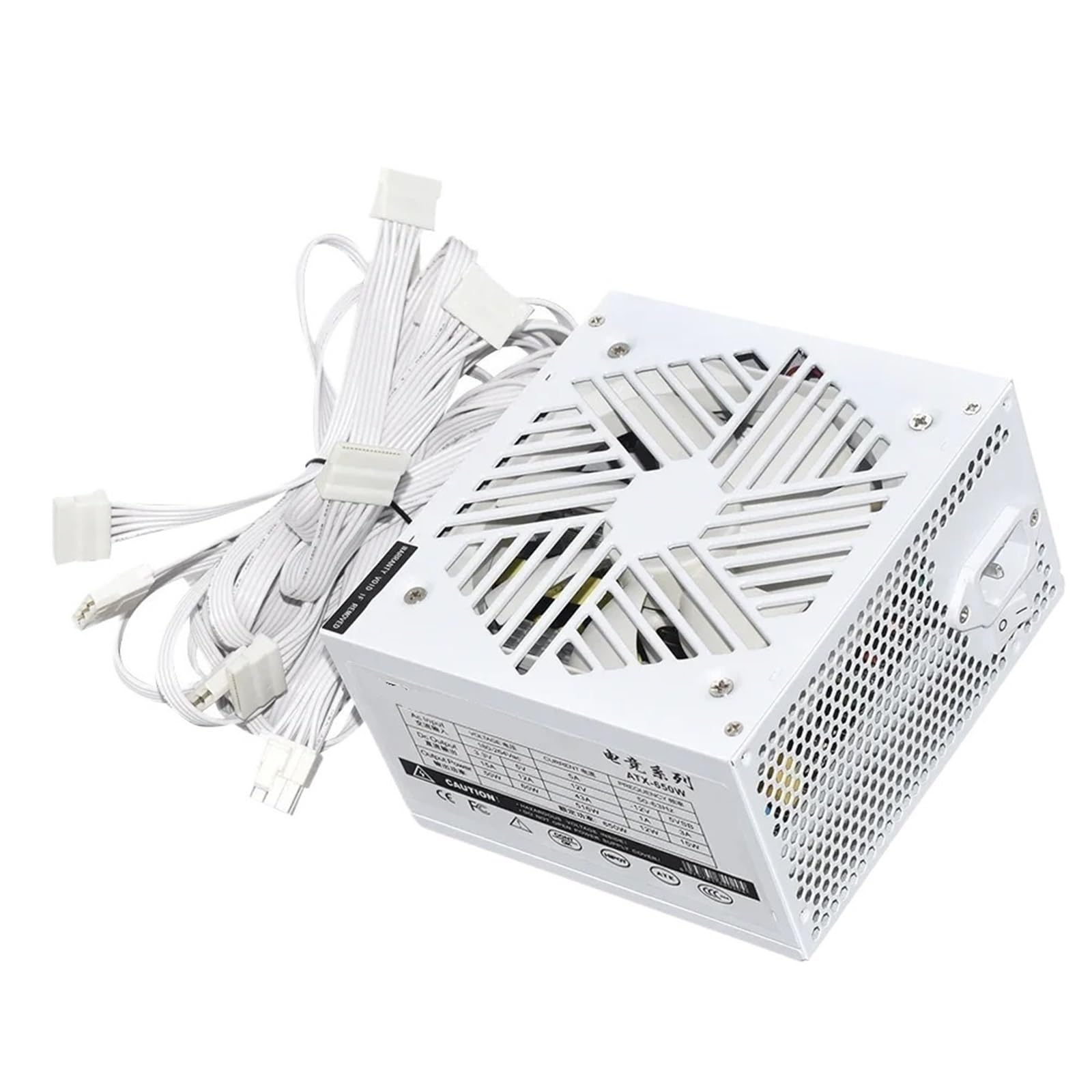 110-230V PSU 20+4Pin +12V Salida ATX 650W E-Sports Videojuego Computadora Fuente de alimentación Blanca Ventilador de refrigeración de bajo Ruido