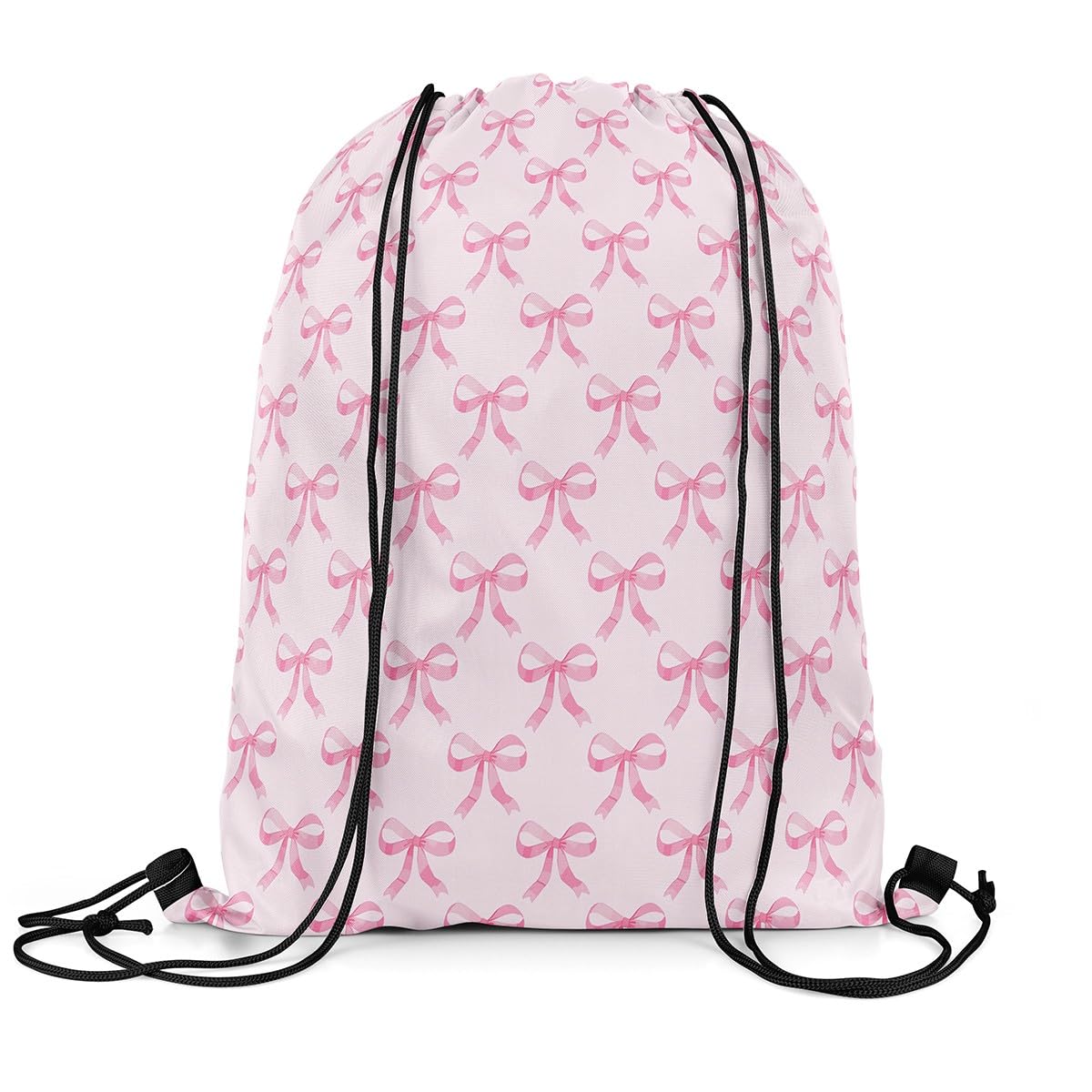 Loussiesd Watercolor Bow Sports Drawstring Sackpack 40cmx33cm Cute Bowknot Drawstring Backpack For Baby Pink Bow Drawstring Bags Coquette Bows Waterproof Cinch Bag