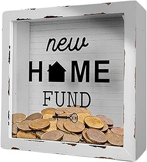Honeymoon Fund Box Travel Fund Ticket Box Piggy Bank Suggestion Box Wedding Reception Party Bridal Gift (New Home Fund, 10" x 10" x 2.8")