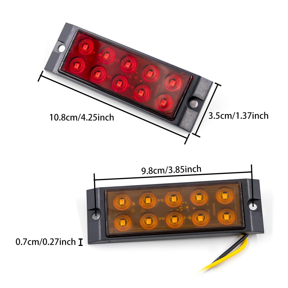 Zestaw 12V 24V boczne światła obrysowe ostrzegawcze tylne światło Auto samochodowe zewnętrzne ciężarówka z przyczepą żółte białe czerwone lampy(6pcs,White)