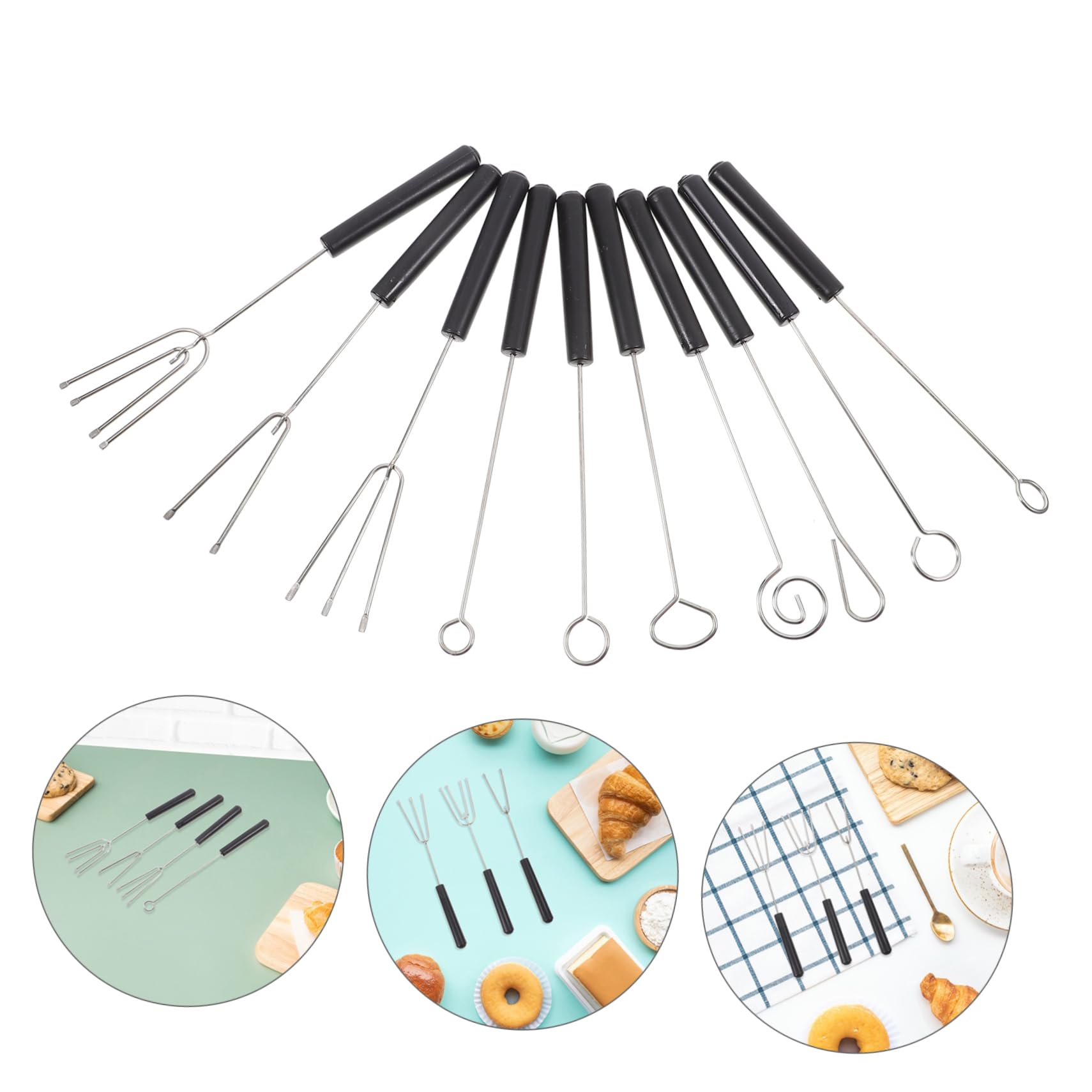 UTHCLO Multi-purpose Dipping Fork Set 10pc Stainless Steel Forks Ideal for Chocolate Fondue Candy Dipping Bbq Outdoor Activities