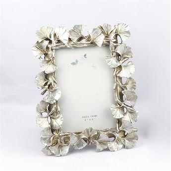 Picture Frame Vintage Baroque Antique Country House Style Nostalgia Stand Handmade Resin Portrait Frame Photo Frame Photo Stand for Interior Decoration 10 x 15 cm Silver
