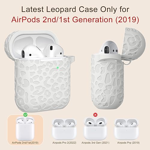 Vista 266 de Funda para Airpods de 2ª y 1ª, silicona suave, leopardo, compatible con Apple AirPods de 2ª/1ª generación de carga con llavero, a prueba de golpes