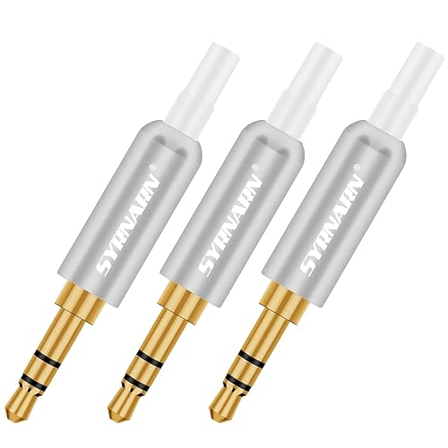 Enchufe de repuesto de 0.138 in, conector de reparación 0.138 in TRS 3 polos estéreo macho de 18 pulgadas, conector de cable de audio tipo soldadura