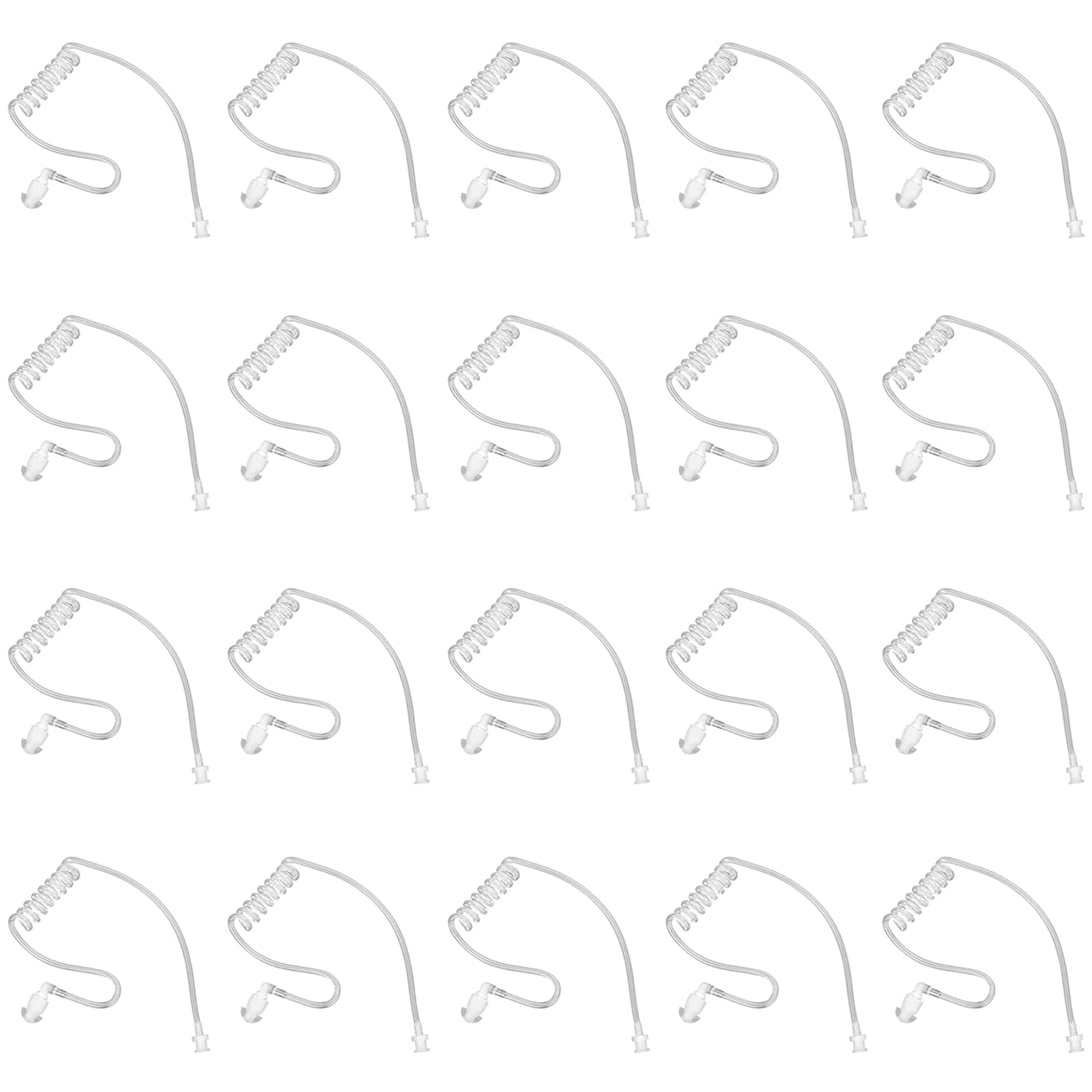 20-Pack Replacement Acoustic Coil Tube Walkie Talkie Earpieces for Baofeng Motorola Kenwood Retevis Midland Two Way Radios Headset Secret Spy Game