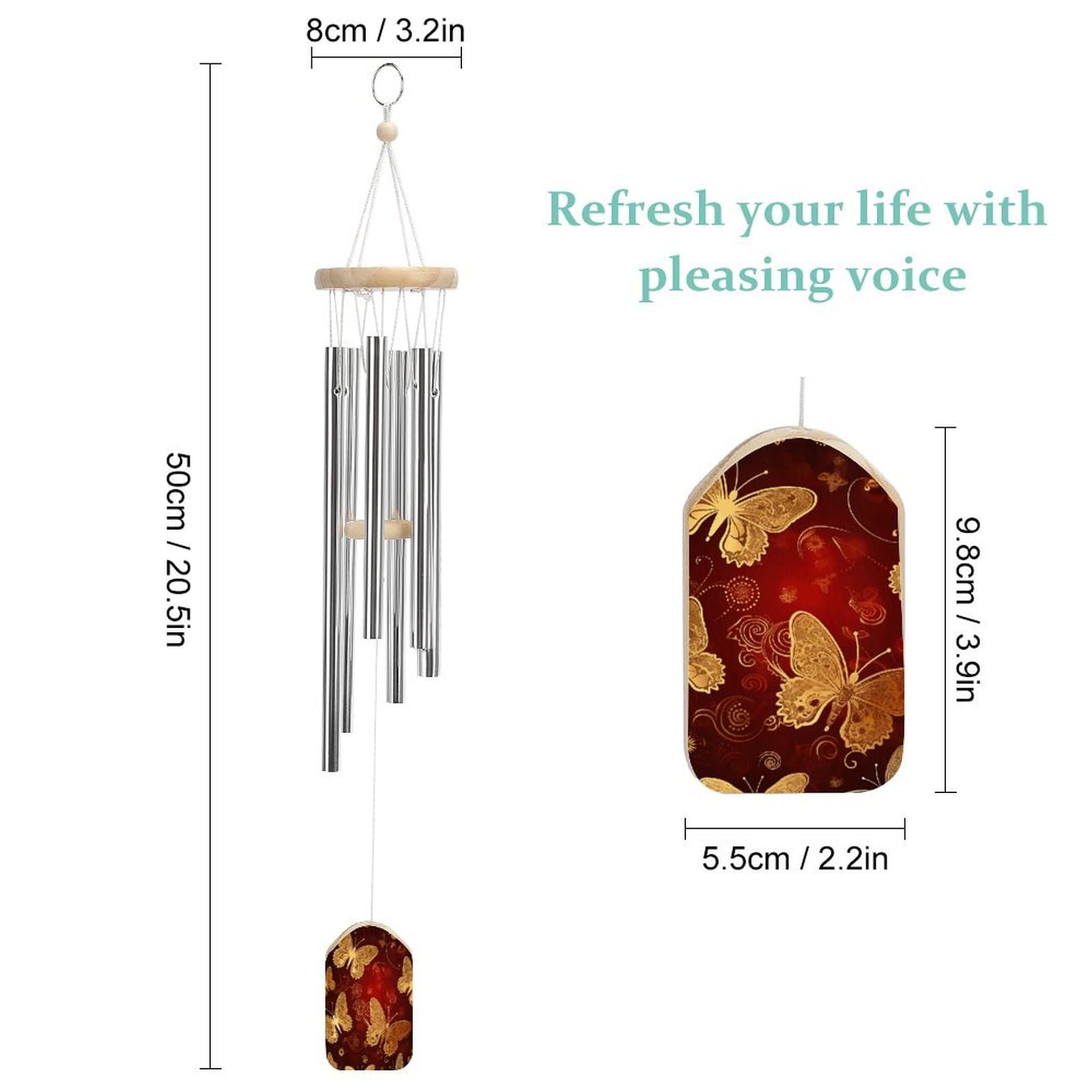 Outdoor Wind Chimes, Golden Butterfly Printed Wind Chimes,Simple Wind Chimes,Curtain Wind Chimes for Home Decoration