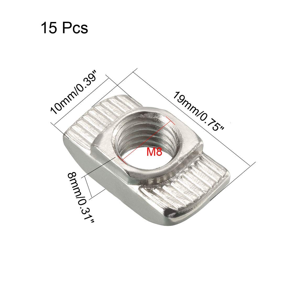 Dadi A T In Acciaio Nichelato - 15 Pezzi M8 Per Profili Alluminio, Fissaggio Scorrevole - Foto 3