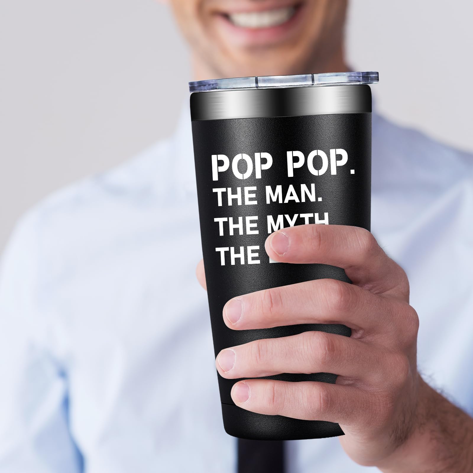 BIRGILT Pop Pop Gifts from Grandkids - Poppop Fathers Day Gift - Best Poppop Ever Gifts for Birthday, Christmas - Pop Pop Tumbler 20oz
