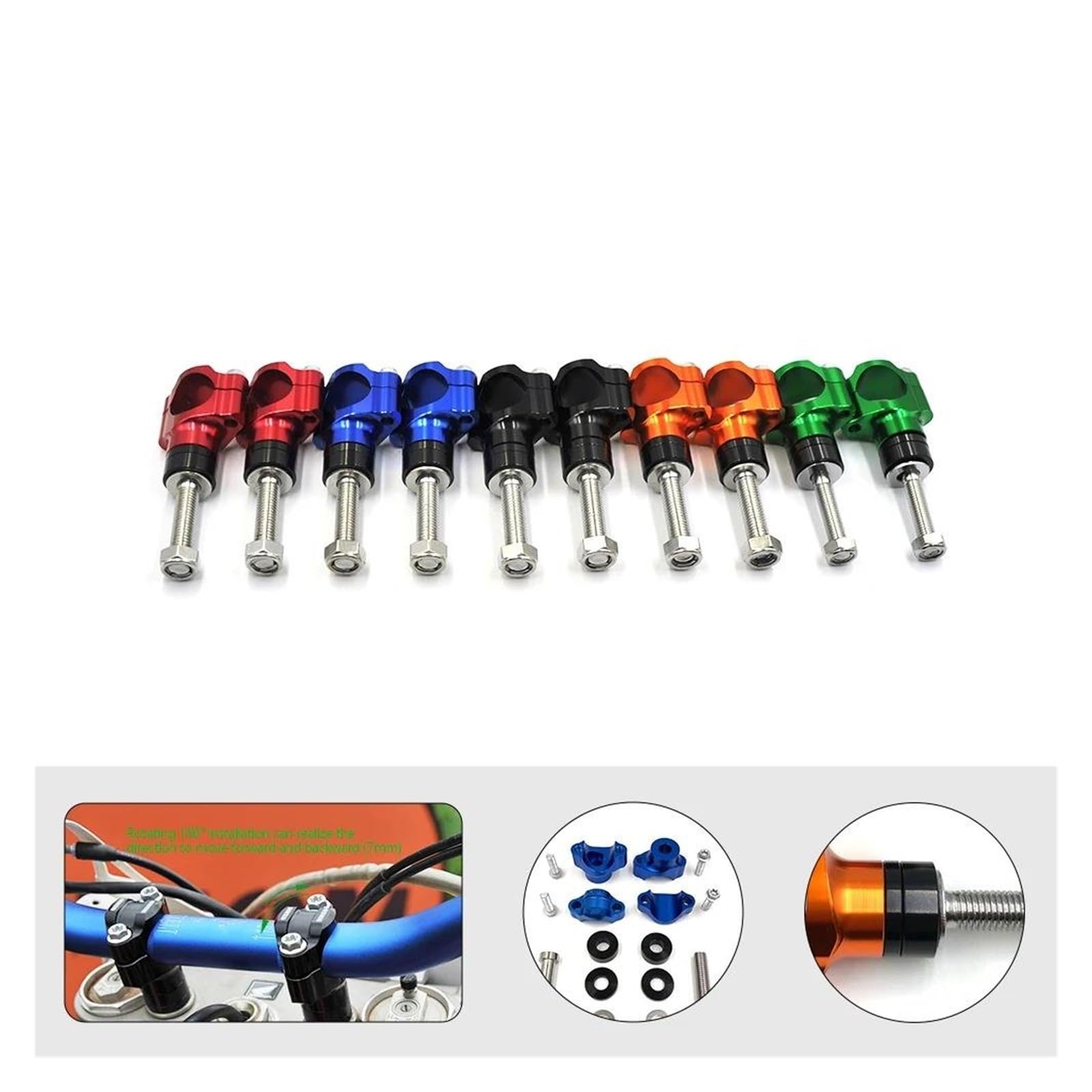 Elevadora Manillar Abrazaderas Universales Ajustables para Manillar Motocicleta para Manillar 1 1/8" Y 28 Mm Aluminio CNC para Manillar Motocicleta para Enduro(M12 Green)