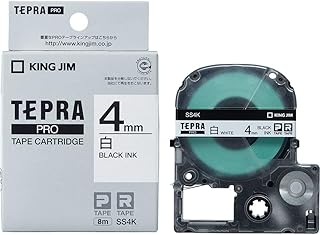 KING JIM 锦宫 【正品】 Tepra PRO标签带盒 4mm 白标签/黑字 长度8m SS4K
