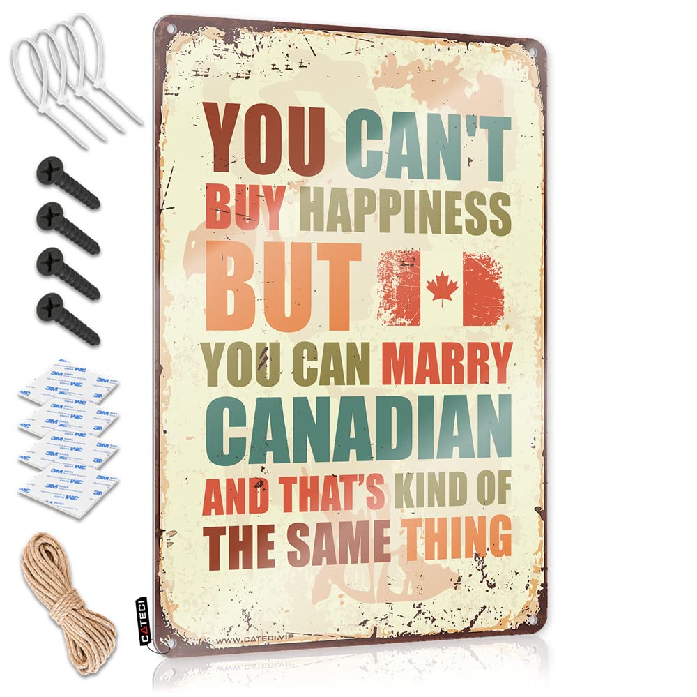 Decore Tin Wall Decor Trespassing | You Can't Buy Happiness But You Can Marry Canadian Old Mountain Decoration(20X30CM)