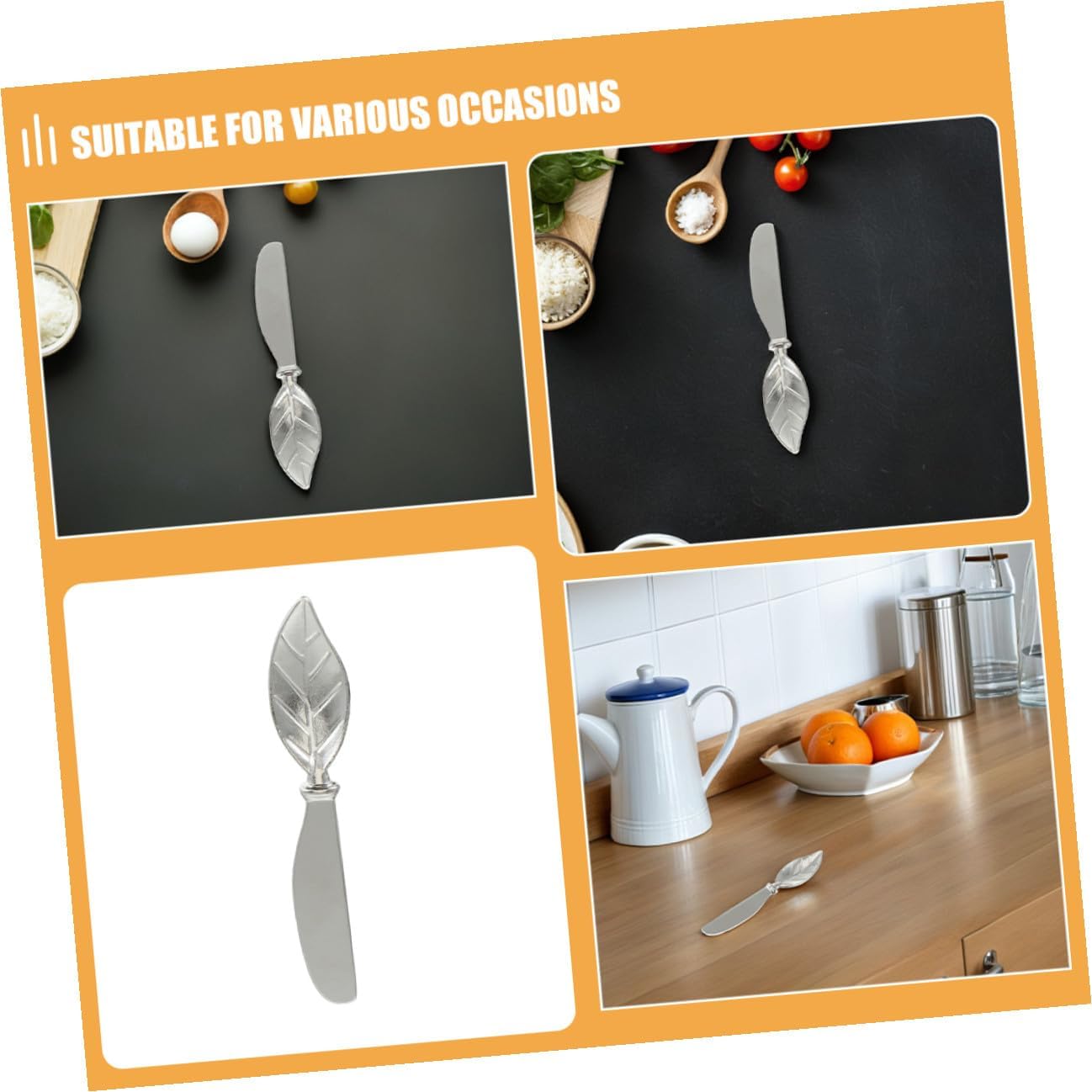 4pcs Leaf Butter Knives in Zinc Alloy for Cheese Spreading