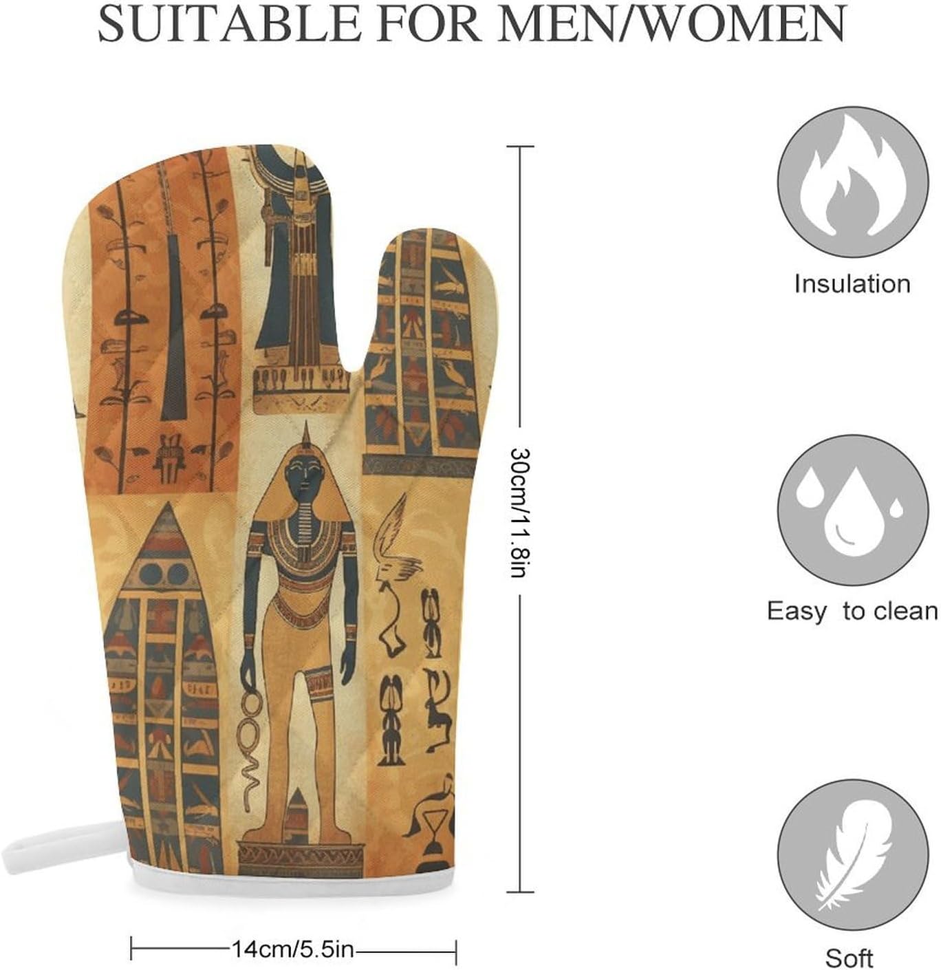 2 Pcs Oven Mitts Heat Resistant Kitchen Gloves Soft Safety Ancient Egypt Tribe Series Oven Glove for Microwave, Barbecue