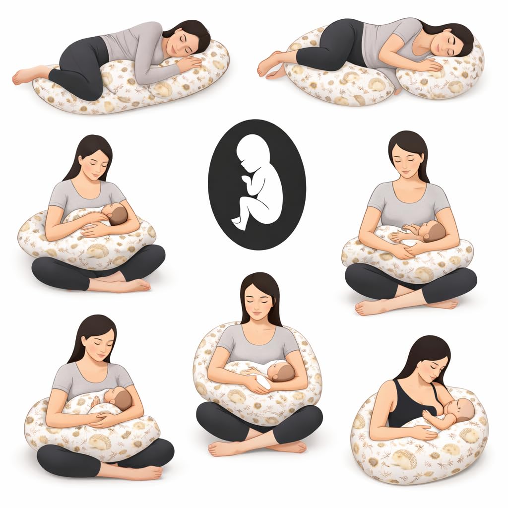 Odolplusz Poduszka ciążowa w kształcie litery C z poszewką | Ergonomiczna poduszka do karmienia i poduszka do spania na boku 120 cm, poszewka nadająca się do prania, podparcie dla pleców, brzucha i