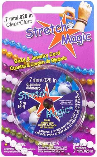 Pepperell Stretch Magic Bead Jewelry - Cuerda elástica para joyería Negro perla transparente 5M 25M 100M 0.020 in 0.024 in 0.028 in 0.031 in