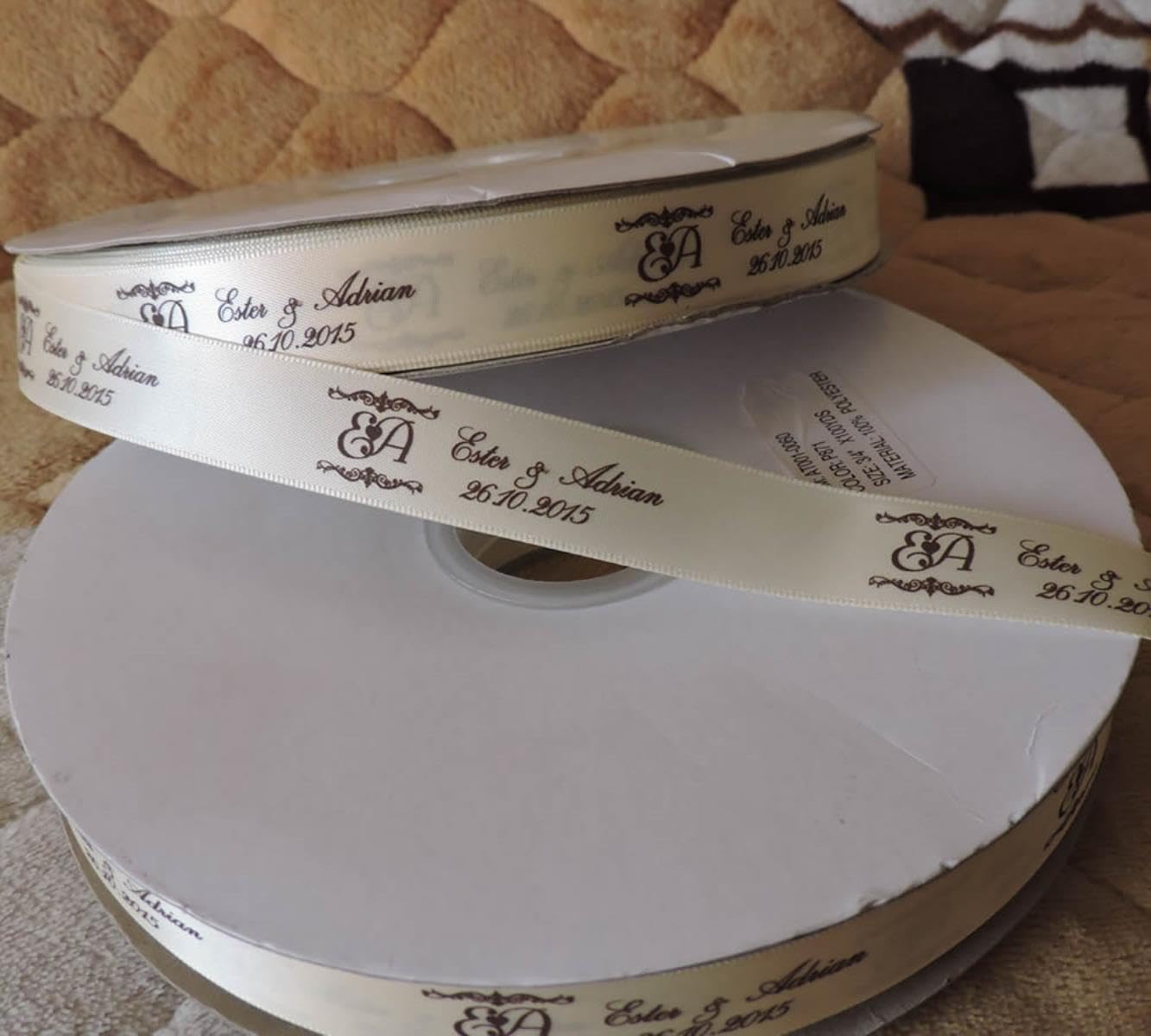 Ruban de satin avec logo imprimé personnalisé, emballage cadeau, largeur 32 mm