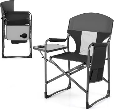 COSTWAY Oversized Folding Camping Chair, Heavy-Duty Portable Director Chair