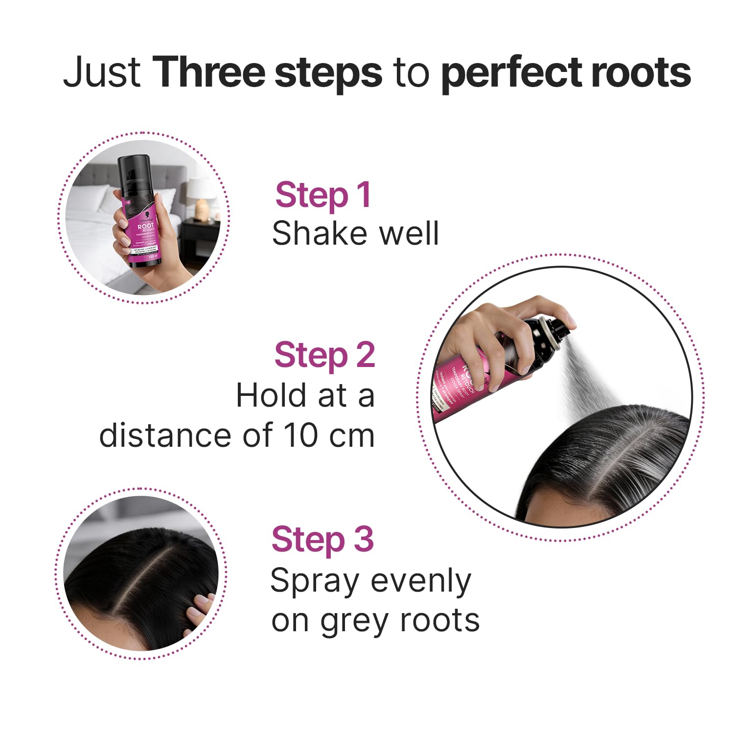 Schwarzkopf Root Retouch Instant Grey Hair Concealer Spray Sweat And Rain Resistant, Matte Finish Perfect Coverage | Upto 40 Fast and Easy Applications | Unisex| For All Hair Types, Black, 120ML 3