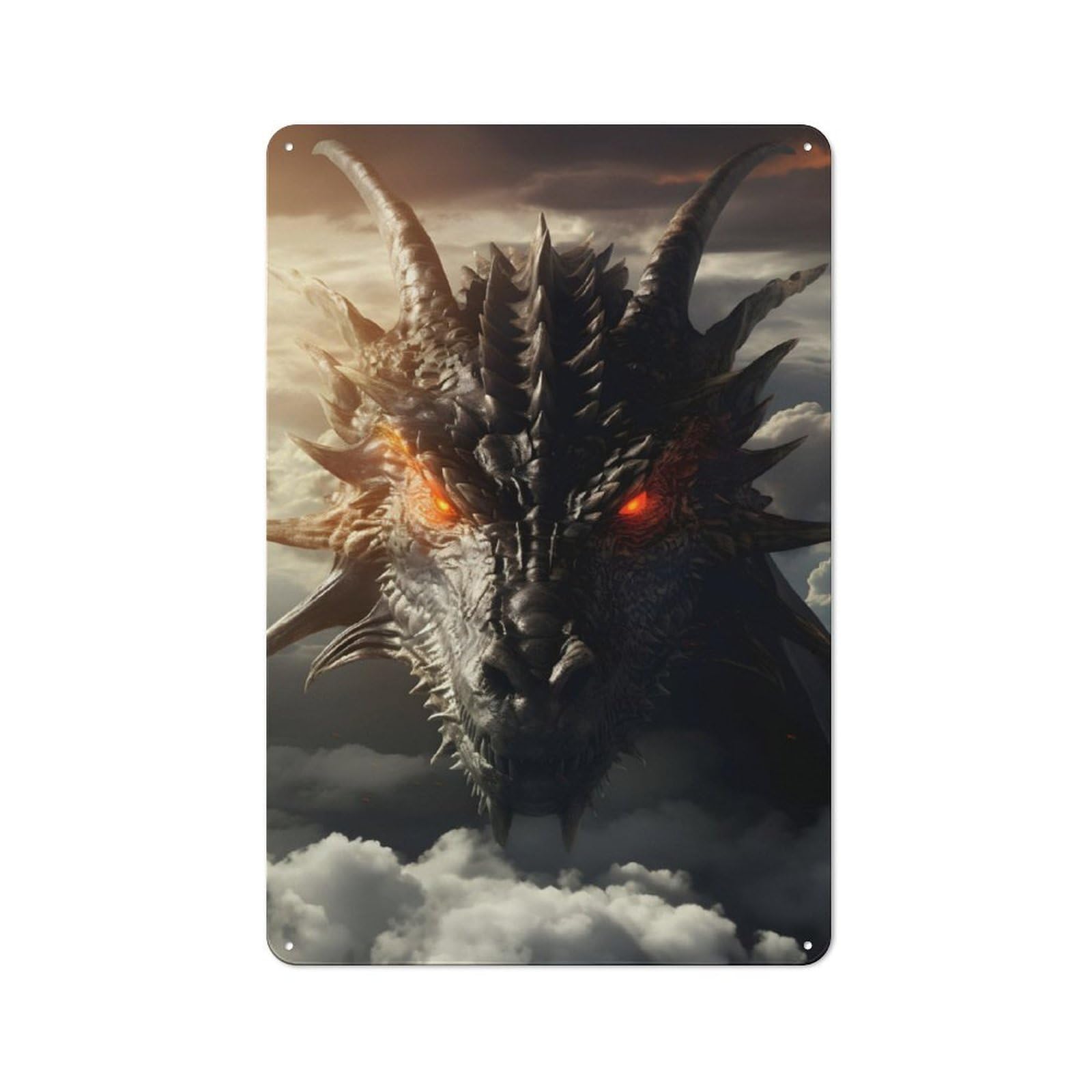 Junmoney Cloud Crowned Dragon God Vintage-Inspired Tin Sign 30X20cm For Garage Or Workshop, For Garage, Workshop And Man Cave Decoration