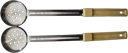 Cuchara ranurada de acero inoxidable para control de porciones de 3 onzas para medir y servir cucharas de grado comercial (paquete de 2)