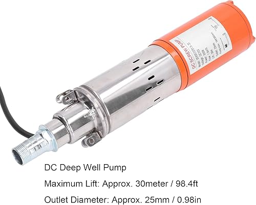 Miniatura 3 de Bomba de tornillo de CC, alta presión sumergible solar de pozo profundo 12V 98.4 ft alta para la entrada de agua del pozo, construcción de la tierra