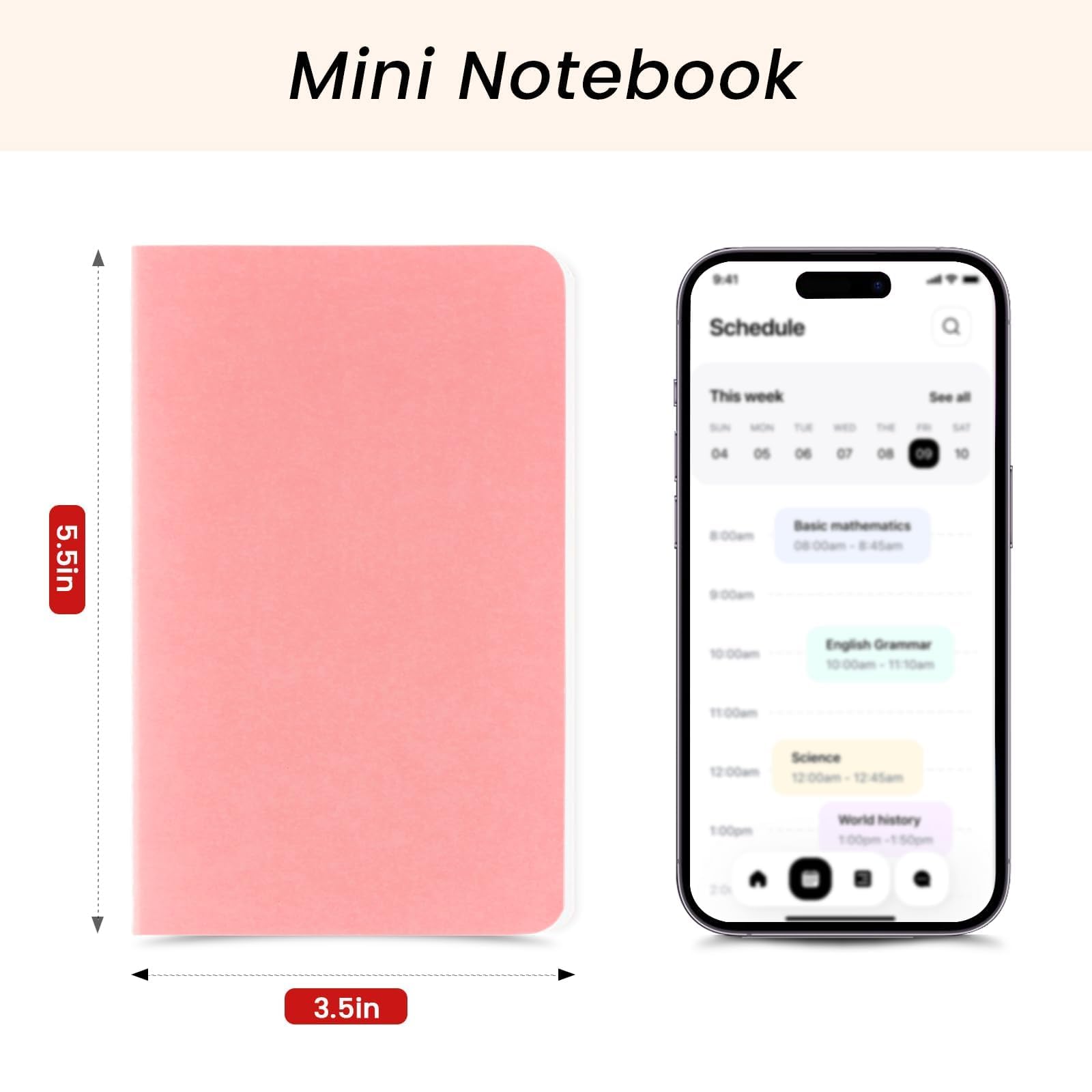 Oucaru Mini-Notizbücher, Großpackung, 8,9 x 14 cm, 16 Farben, 60 Seiten, liniertes Papier, kleines Notizbuch, Mini-Tagebuch, Notizblöcke für Kinder, Studenten, Reisende, Schule, Bürobedarf, 16 Stück