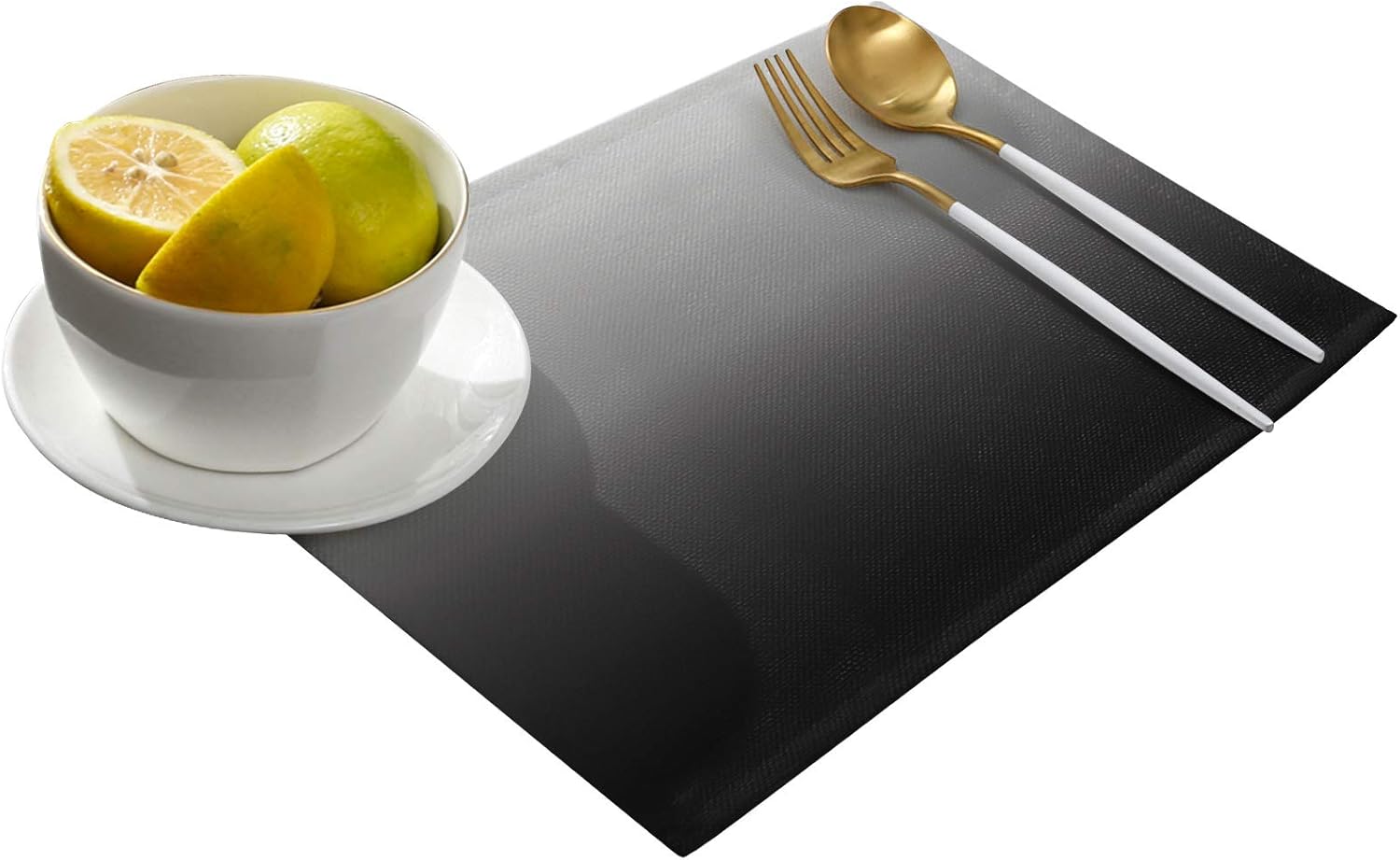 Chic D Indoor Placemats for Dining/Round/Kitchen Table, Black Gray, Table Mats Set of 6 Washable Non-Slip Heat Resistant Table Placemats, Ombre, Suitable for Kids/Woman/Man