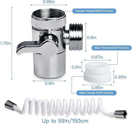 Miniatura 2 de Supkiir Accesorio rociador de grifo de fregadero, juego de enjuague de grifo de baño con manguera de retroceso para lavar el cabello, ducha, bañera