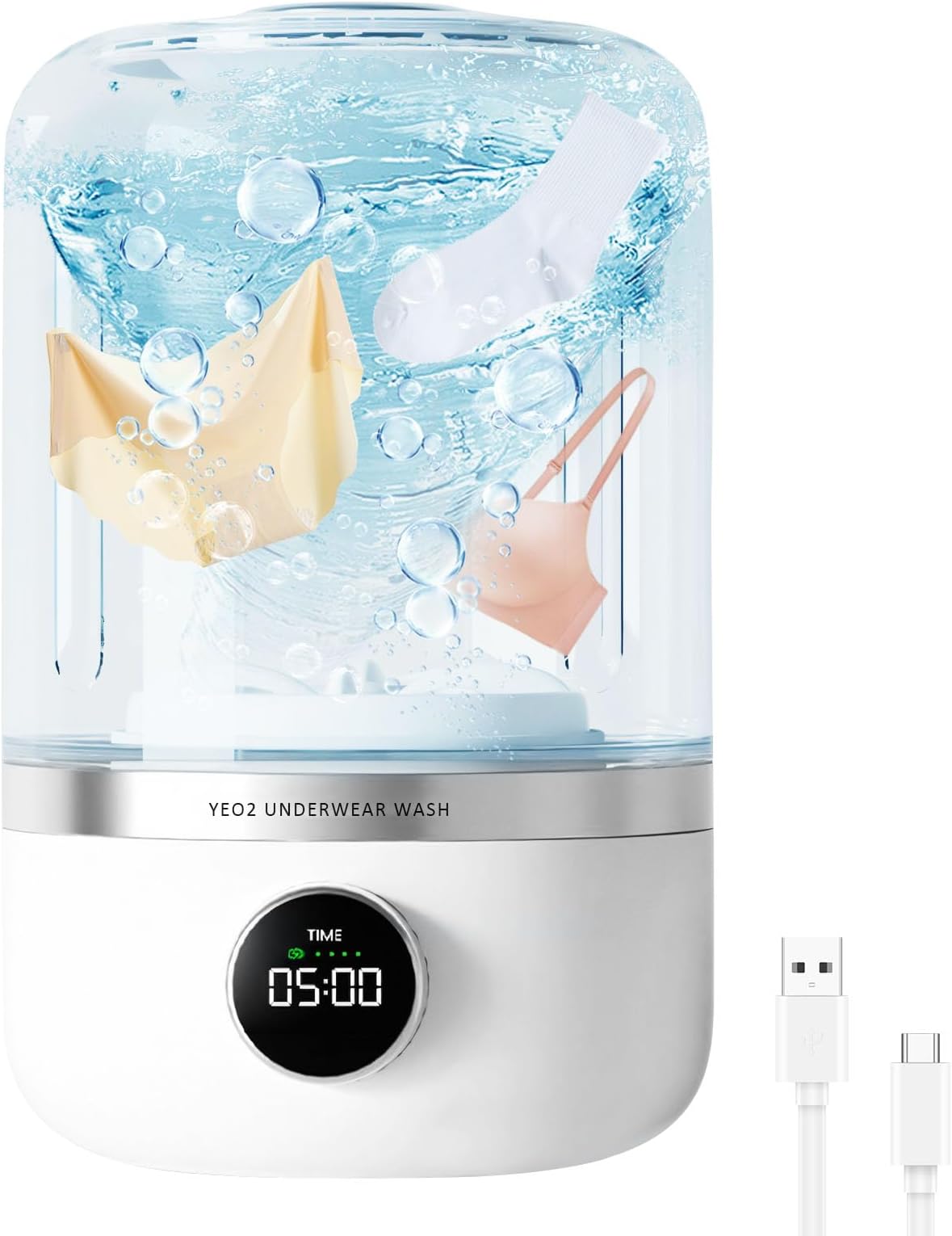 Portable Washing Machine, Rechargeable 4000mAh Cordless Mini Washing Machines, 1L Underwear Washing Machine, Collapsible Compact Washer for Baby Clothes/Underwear/Camping/RV Travel/Apartment