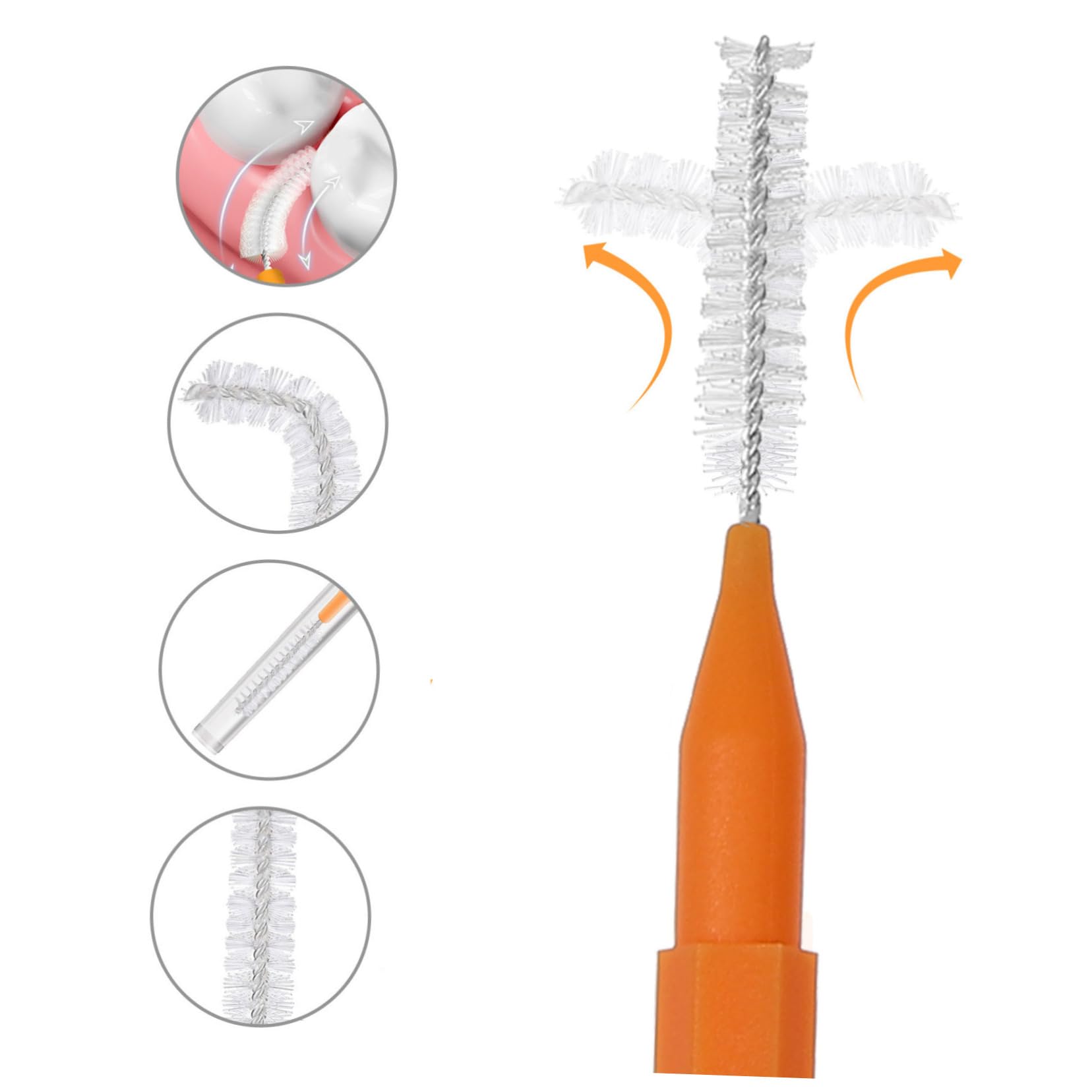 SHERCHPRY 5 Series Cepillo Interdental Para Limpieza De Aparatos Redondo Firme Reutilizable Portátil Pequeño Azul Alcance Oral 100 piezas*5